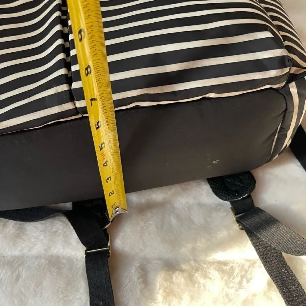 SKIP HOP FLATIRON DIAPER BACKPACK NYLON BLACK-WHITE WITH GOLD TONE HARDWARES